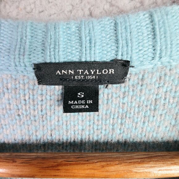 Ann Taylor Merino Wool Blend Zip Front Sweater Cardigan Light Blue Small - Picture 3 of 16